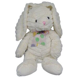 Cream White Bunny Rabbit Plush Floppy Ears Polka Dot Bow Easter Stuffed